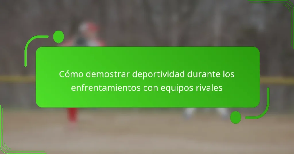 Cómo demostrar deportividad durante los enfrentamientos con equipos rivales
