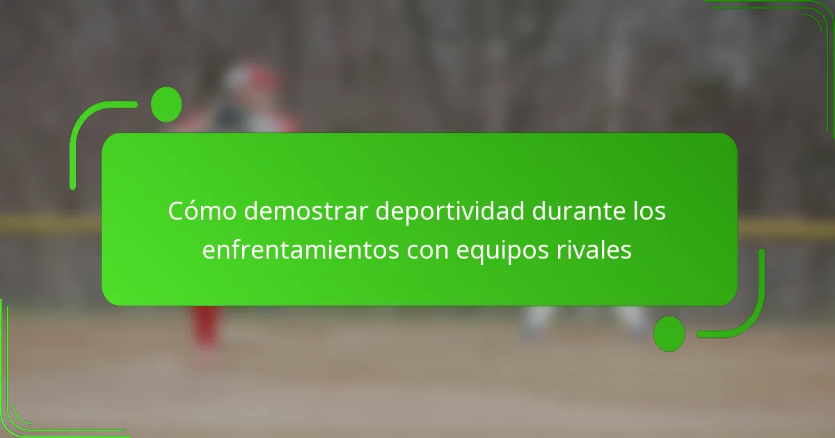 Cómo demostrar deportividad durante los enfrentamientos con equipos rivales