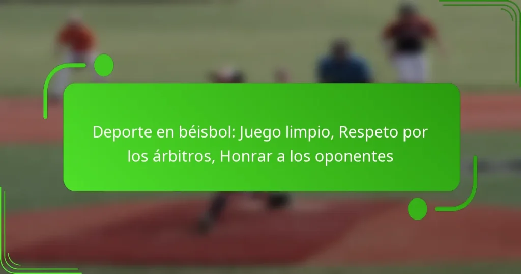 Deporte en béisbol: Juego limpio, Respeto por los árbitros, Honrar a los oponentes