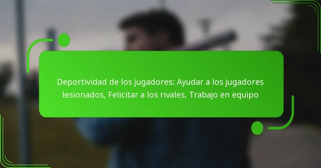 Deportividad de los jugadores: Ayudar a los jugadores lesionados, Felicitar a los rivales, Trabajo en equipo