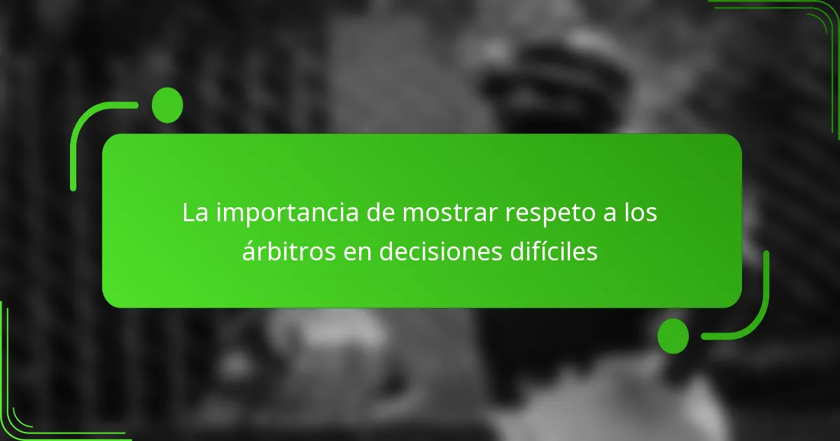 La importancia de mostrar respeto a los árbitros en decisiones difíciles