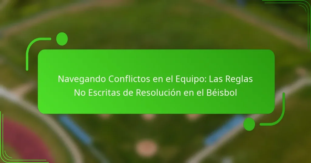 Navegando Conflictos en el Equipo: Las Reglas No Escritas de Resolución en el Béisbol