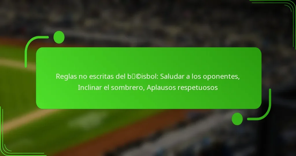 Reglas no escritas del béisbol: Saludar a los oponentes, Inclinar el sombrero, Aplausos respetuosos